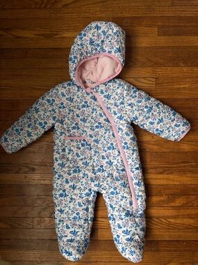 Floral Hooded Baby Snowsuit 3/6 month